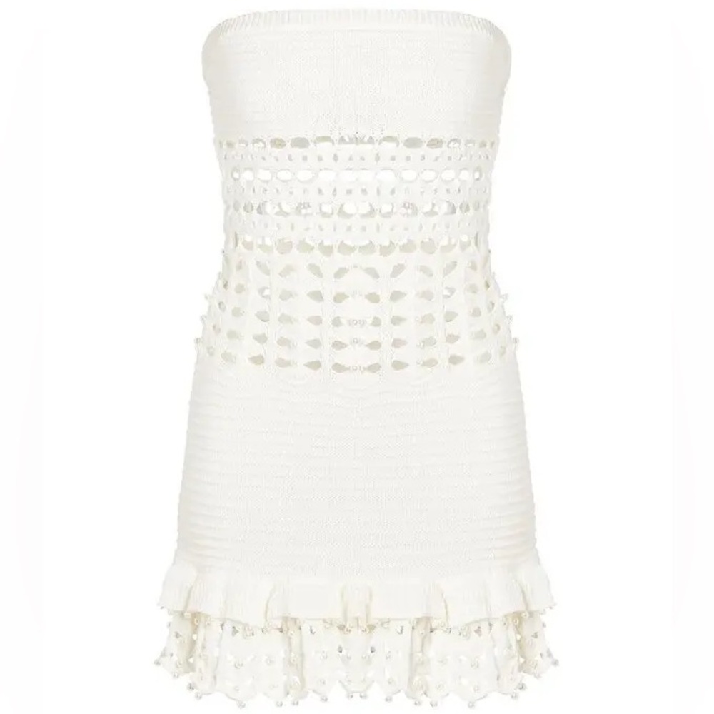 Retrofete Vali Crochet and Pearl Mini Dress